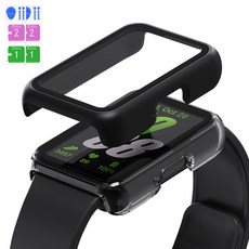 KANTAM Galaxy Fit 3 相容全覆蓋鋼化玻璃保護殼 2件組, 1個, 透明+霧面黑