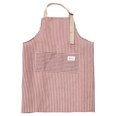 블럭마트 심플 린넨 스트라이프 앞치마, 레드, 1개