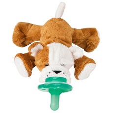 nookums 搖鈴安撫奶嘴玩偶 適用90%以上奶嘴 不易掉毛, 0個月以上, 鬥牛犬 咖啡色 + 白色, 1個