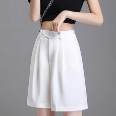 Queenis 女款高爾夫雙扣後鬆緊5分褲