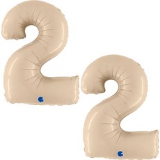 GRABO BALLOONS 數字2鋁箔氣球 大, 2個, 面霜