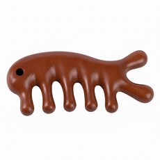 咪咪購物 魚型檀木按摩梳3件組 經絡梳 頭皮舒壓按摩 眼部鼻子按摩, 1組, 檀木