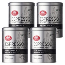 사켈라 100% 아라비카 미듐 로스트 그라운드 볶은커피, 250g, 4개, 분쇄