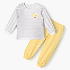 unifriend 兒童小雞單面九分棉質內衣上下套裝