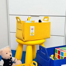 LIV MOM 折疊式毛氈鮮豔收納籃生活箱 小型, 黃色, 2個