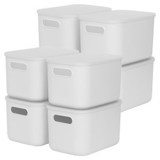 食品儲藏室收納盒, 白色, 小(18.5 x 26.5 x 16.2 cm), 8個