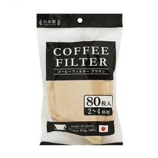 MARUKI 日本咖啡濾紙 天然紙漿製成 不含螢光材料及接著劑 2~4杯用, 80張, 1包