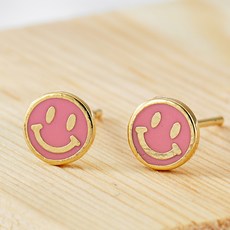 노이드비 여성용 써지컬스틸 침 스마일 에폭시핑크 귀걸이