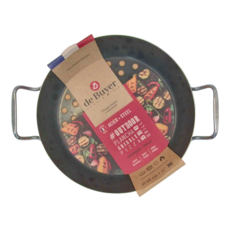 de Buyer 畢耶 輕礦藍鐵BBQ烤肉系列-雙耳特殊沖孔鐵鍋 1.3kg, 28cm, 1個