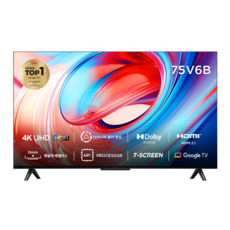 TCL 4K UHD HDR 스마트 TV, 189cm(75인치), 75V6B, 벽걸이형, 방문설치