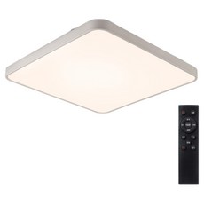 Mellibing LED 正方形系統三色變換 75W 吸頂燈 + 遙控器, 白色