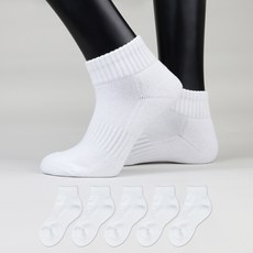 이지레그 여성용 이중바닥 스포츠 런닝 단목 양말, 화이트, 5개