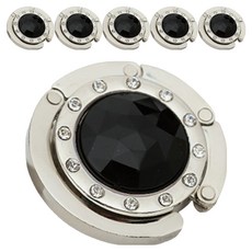 Lifeplus 水晶閃亮便攜式包包掛鉤, 時尚黑, 6個