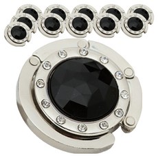 Life Plus 水晶閃亮便攜式掛包鉤, 時尚黑, 12個