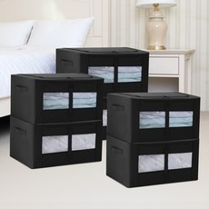 JOEUN LIVING 鋼骨摺疊收納箱56L, 黑色, 56L, 6個