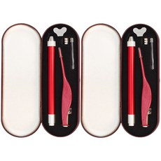 브리사 LED 라이트 귀이개 귀지제거 + 하드 케이스 세트 레드, 2세트