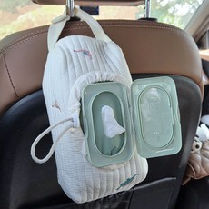대한오토모빌 차량용 어디든 툭 걸어 물티슈 파우치 휴대용 커버 캠핑용 케이스, 디노디노, 1개