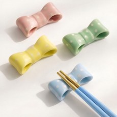리빙소담 세라믹 젓가락 리본 예쁜 수저받침 4종 세트, 코튼 캔디, 1세트