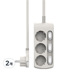 Ganghan Box 16A 獨立開關 扁平延長線 3孔 KH-3S-0, 50cm, 2個, 灰色