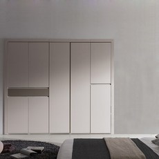 리바트 뉴트 붙박이장 2500 이상 2600 미만 방문설치, 화이트메플(바디) + 누디베이지,그레이(도어)