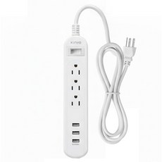Kinyo 1開3插3USB延長線, 1.8m, 白色, 1個