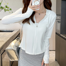 愛北鼻 冰絲修身防曬衣 UPF50+紫外線阻隔率95% 塑形涼感透氣 不悶汗, L, 白色