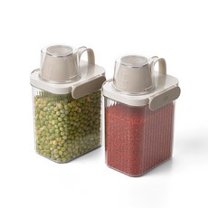 글라스락 셰프토프 간편 오픈 잡곡통, 웜그레이, 2개