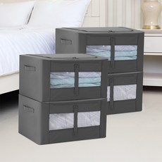 Joeun Living 鋼絲衣物整理收納箱, 灰色, 56L, 4個