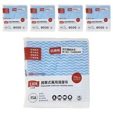 LICK 力可潔 拋棄式萬用清潔布 30張, 30cm X 30cm, 乾濕兩用, 吸水吸油, 柔韌耐用, 不易掉屑, 台灣製, 5包