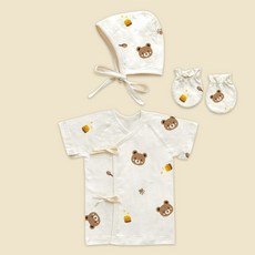 ikii Iki 嬰兒有機短袖嬰兒 jeogori 3件套