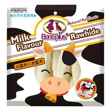 Boneplus 天然潔牙牛皮骨結7吋, 牛奶, 215g, 1包