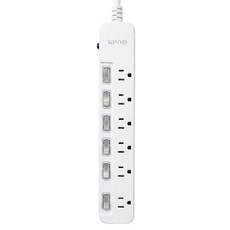 Kinyo 6開6插安全延長線 6孔 NSD366-6, 182.8cm, 單色, 1個