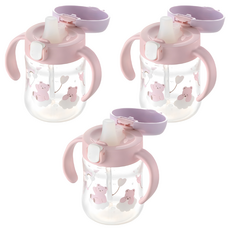 Richell 利其爾 TLI防漏杯 SD 200ml, 粉紅熊, 3個