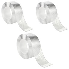 酷馬 可撕式無痕超強力矽膠雙面膠帶 3m, 3個, 透明