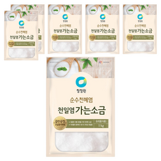 청정원 천일염 가는 소금, 1kg, 6개