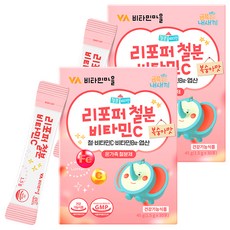 Vitamin Village 孩童維他命C&鐵質補充粉隨身包 水蜜桃口味, 2盒, 45g