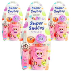 Vibrite 兒童 LED 定時牙刷 + 牙刷杯 + 刷頭套 Pinky Nyong, 4組