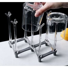 Kitchen Awesome 折疊式杯子瀝水架, 灰色, 1個