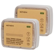 MOTHER-K 嬰兒雙用純素棉籤, 80入, 2個