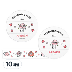 카카오프렌즈 투명 데코 테이프 폭 15mm x 길이 7m, 6 어피치, 10개입