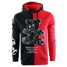 SCREENSHOT H1113 - 美國紐約人氣潮牌 / 半色半拼色拉絨連帽衛衣 Unisex / Overfit Big Size