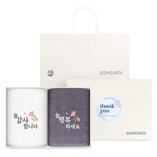 Songwol 松月 永遠感謝 刺繡飯店毛巾 150g 30支棉紗 2入禮盒組, 混合色, 1套