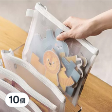 網格文件收納袋 A4單層, 白色, 10個