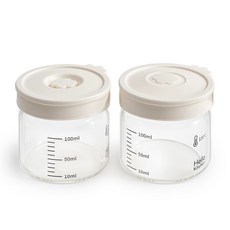 헬로키친 내열유리 실리콘캡 눈금 유리병, 100ml, 2개