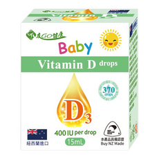 有GO健康 Baby維生素D3滴劑 紐西蘭進口 每滴400IU 15ml 約370滴, 1瓶