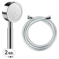 World Clean 304不鏽鋼蓮蓬頭+PVC防垢蓮蓬頭軟管2m組, 2組, 銀色(軟管)/隨機出貨(蓮蓬頭&軟管連接部分）