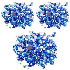 MEIBROWN DIY美甲 高級彩色混合尺寸平底美甲鑽, M03103(藍色), 3個