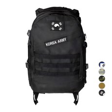 TERAWOOD K-SOLDIER軍背包 45L + 韓國國旗布徽章 + R.O.K ARMY文字布徽章組, 軍背包(黑色) + 韓國國旗布徽章(黑色)