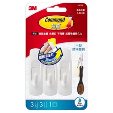 3M Command 無痕 防水掛鉤一般包 中型 18010G 3入, 白色, 1組
