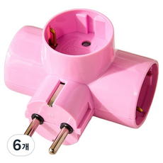 BUTTERSHOP T字型標準3孔延長線, 6個, 粉紅色, 85mm